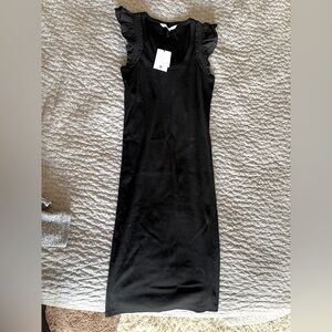 Maternity Sleeveless Ruffle Shoulder Dress